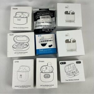 Lot of 9 Wireless Earbuds - White & black